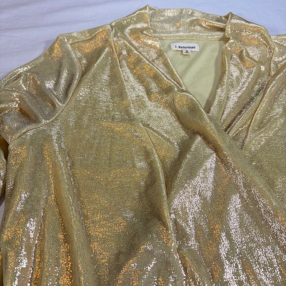 J. Peterman womens gold wrap blouse long sleeve tunic Size S. holiday party - Picture 4 of 8